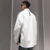 Threebooy Men Clothing Trendy Contrast Color Patchwork Oversize Streetwear Shirt Vintage Harajuku Korean Casual Long Sleeve Irregular Tops